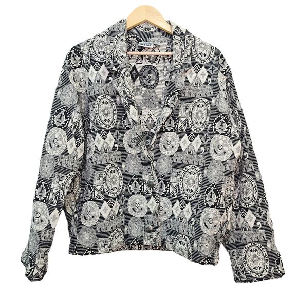 Chico's Design Tapestry Jacket Womens 12 Bohemian Boho Western Aztec Equestrian - Picture 1 of 12